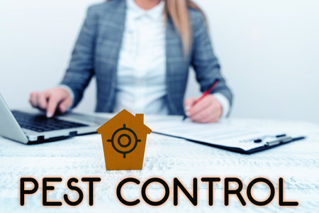 Text caption presenting Pest Control. Conceptual photo Killing destructive insects that attacks crops and livestockの写真素材