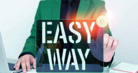 Inspiration showing sign Easy Way. Business overview making hard decision between two less and more effort methodの写真素材