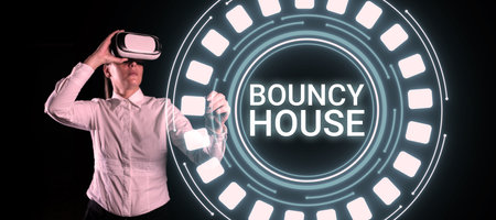 Text showing inspiration Bouncy House. Business idea Automated program that runs over the Internet Artificial intelligenceの写真素材