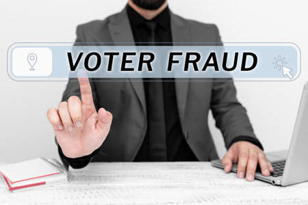 Handwriting text Voter Fraud. Business concept formal indication choice between two or more candidates actionsの写真素材