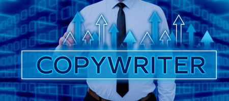 Text caption presenting Copywriter. Business approach writing the text of advertisements or publicity materialの写真素材