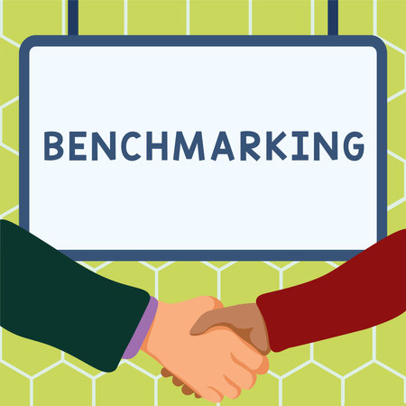 Hand writing sign Benchmarking. Business idea Evaluate something by comparison with a standard Strategyの写真素材