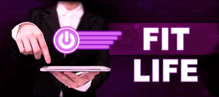 Writing displaying text Fit Life. Business concept maintaining a healthy weight with diet and...