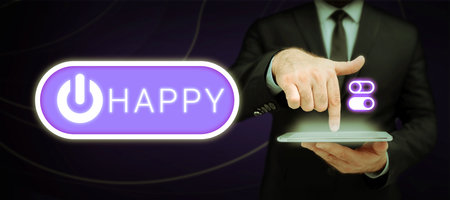 Inspiration showing sign Happy. Business approach Feeling or showing pleasure contentment about something personの写真素材