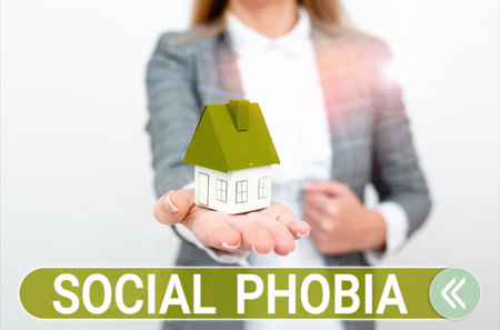 Text showing inspiration Social Phobia. Business approach overwhelming fear of social situations that are distressingの写真素材