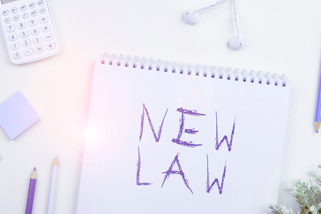 Hand writing sign New Law. Business concept system of rules that enforced through social or governmentalの写真素材