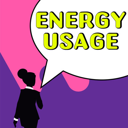 Conceptual caption Energy Usage. Word Written on Amount of energy consumed or used in a process or systemの写真素材