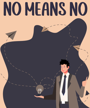 Inspiration showing sign No Means No. Business concept Stop abuse gender violence Negative response Sexual harassmentの写真素材