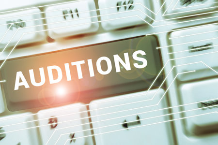 Hand writing sign Auditions. Business showcase a trial performance to appraise an entertainers meritsの写真素材