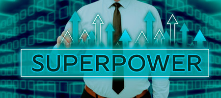 Writing displaying text Superpower. Internet Concept a power or ability of a kind enables and enforces the bearerの写真素材