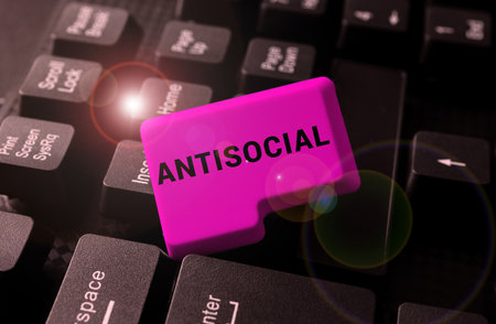 Inspiration showing sign Antisocial. Conceptual photo hostile or harmful to organized society being marked deviatingの写真素材