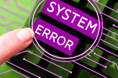 Text sign showing System Error. Business approach Technological failure Software collapse crash Information lossの写真素材