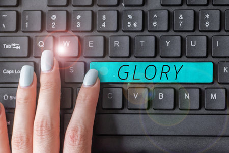 Handwriting text Glory. Conceptual photo high renown or honor won by notable achievements To take prideの写真素材