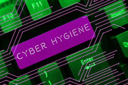 Text showing inspiration Cyber Hygiene. Business showcase steps that computer users take to improve their cyber securityの写真素材