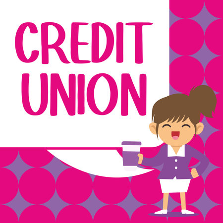 Text sign showing Credit Union. Business idea cooperative association that makes small loans to membersの写真素材