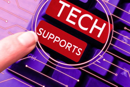 Inspiration showing sign Tech Supports. Business approach Help given by technician Online or Call Center Customer Serviceの写真素材