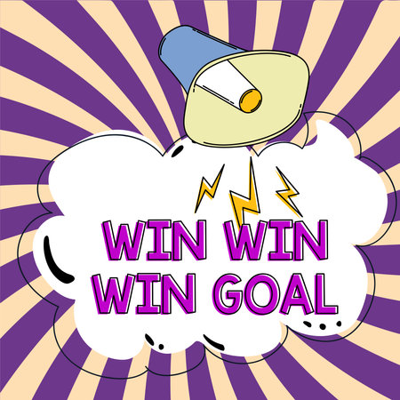 Text caption presenting Win Win Win Goal. Conceptual photo Approach that aims to satisfy all parties involvedの写真素材