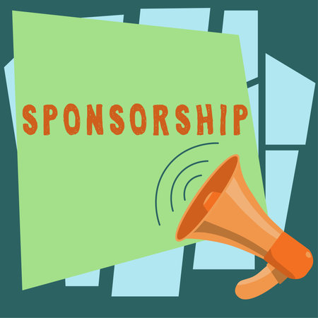 Hand writing sign Sponsorship. Conceptual photo Position of being a sponsor Give financial support for activityの写真素材
