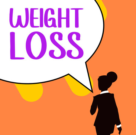 Sign displaying Weight Loss. Business overview Decrease in Body Fluid Muscle Mass Reduce Fat Dispose Tissueの写真素材