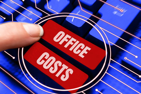 Inspiration showing sign Office Costs. Conceptual photo amount of money paid to landlord to cover expenses on workroomの写真素材