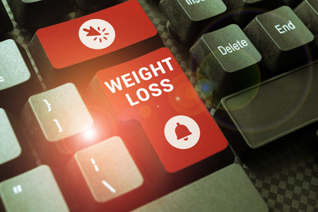 Conceptual display Weight Loss. Business overview Decrease in Body Fluid Muscle Mass Reduce Fat Dispose Tissueの写真素材