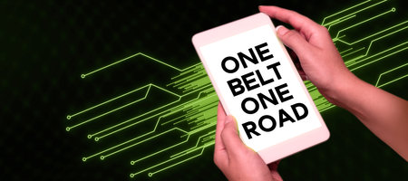 Conceptual caption One Belt One Road. Conceptual photo Building trade routes between China and other countriesの写真素材
