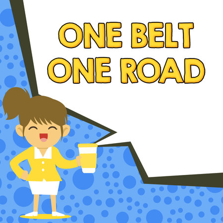 Text caption presenting One Belt One Road. Conceptual photo Building trade routes between China and other countriesの写真素材