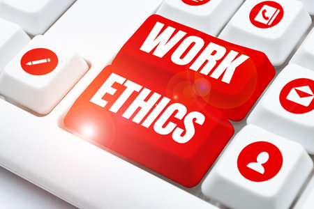 Conceptual caption Work Ethics. Business showcase A set of values centered on the importance of doing workの写真素材
