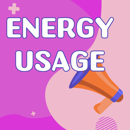Text caption presenting Energy Usage. Business concept Amount of energy consumed or used in a process or systemの写真素材