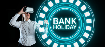 Handwriting text Bank Holiday. Conceptual photo A day on which banks are officially closed as a public holidayの写真素材