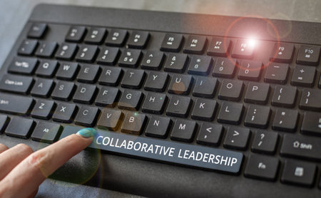 Handwriting text Collaborative Leadership. Word Written on people and organizations work achieve resultsの写真素材