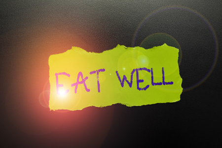 Inspiration showing sign Eat Well. Conceptual photo Practice of eating only foods that are whole and not processedの写真素材
