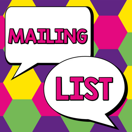 Handwriting text Mailing List. Internet Concept list of people who subscribe to a periodic mailing distributionの写真素材