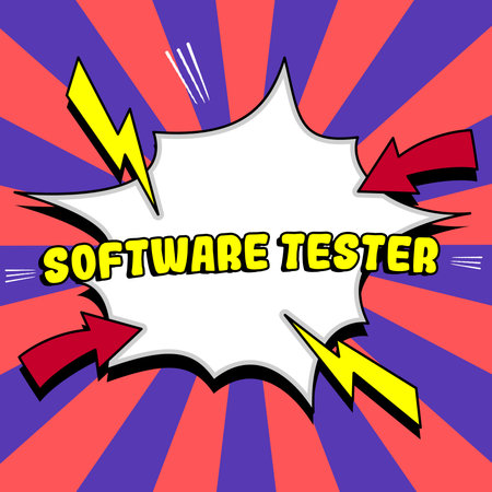 Conceptual display Software Tester. Business overview implemented to protect software against malicious attackの写真素材