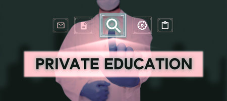 Writing displaying text Private Education. Word for Belonging for use particular person or group peopleの写真素材