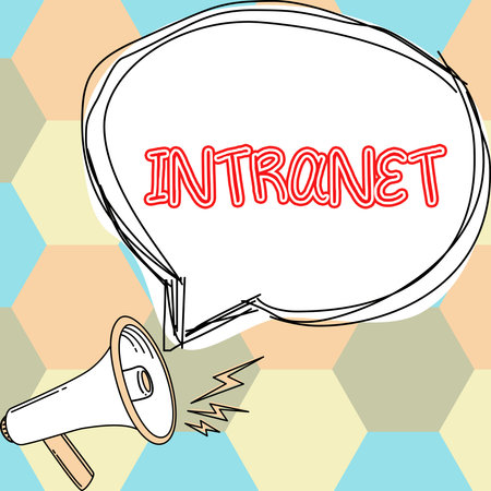 Text sign showing Intranet. Concept meaning local or restricted communications network especially private oneの写真素材