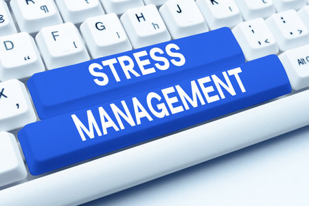 Text sign showing Stress Management. Business approach learning ways of behaving and thinking that reduce stressの写真素材