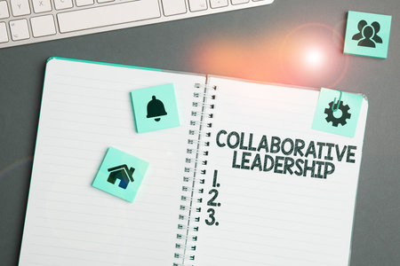 Inspiration showing sign Collaborative Leadership. Business overview people and organizations work achieve resultsの写真素材