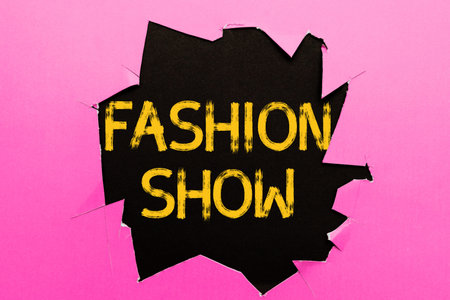 Writing displaying text Fashion Show. Conceptual photo exibition that involves styles of clothing and appearanceの写真素材