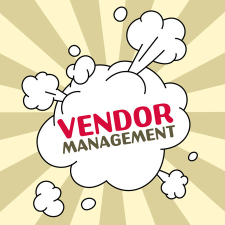 Text sign showing Vendor Management. Business concept activities included in researching and sourcing vendorsの写真素材