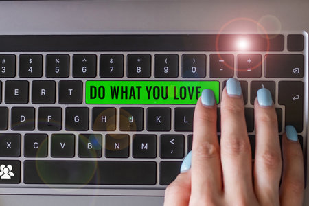 Text caption presenting Do What You Love. Conceptual photo Make enjoyable things do activities with motivationの写真素材