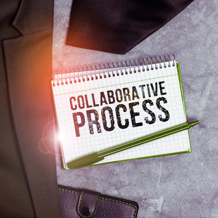 Conceptual display Collaborative Process. Business concept people and organizations work achieve resultsの写真素材