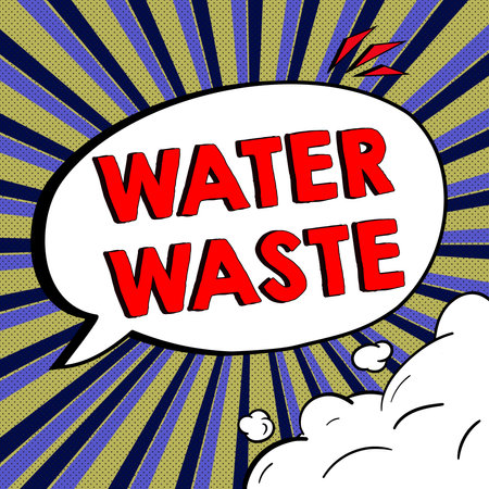 Inspiration showing sign Water Waste. Word Written on liquid that has been used as part of an industrial processの写真素材