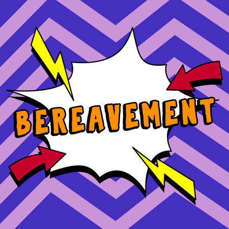 Text sign showing Bereavement. Internet Concept a period of mourning after a loss, especially after the death of a loved oneの写真素材