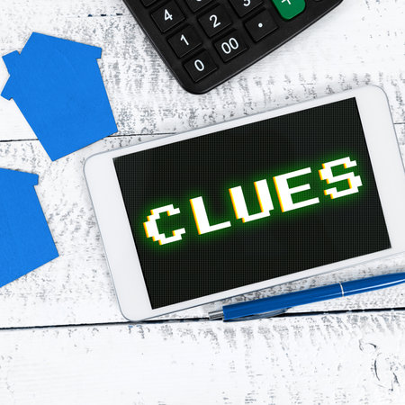 Text showing inspiration Clues. Business idea Piece of evidence information Fact Idea that serves as a guideの写真素材