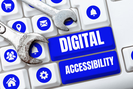 Text caption presenting Digital Accessibility. Internet Concept electronic technology that generates stores and processes dataの写真素材