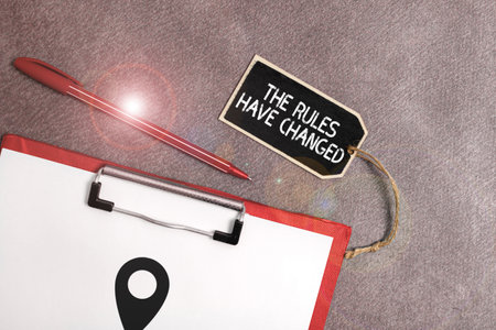 Handwriting text The Rules Have Changed. Business overview the agreement or Policy has a new set of commandsの写真素材