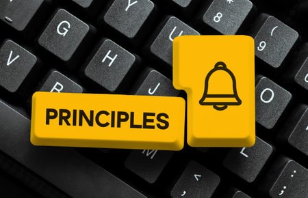 Inspiration showing sign Principles. Business overview fundamental truth that serves as the base for a system of beliefの写真素材
