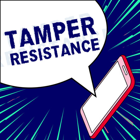 Hand writing sign Tamper Resistance. Concept meaning resilent to physical harm, threats, intimidation, or corrupt persuasionの写真素材