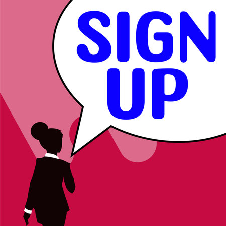 Conceptual caption Sign Up. Concept meaning use your information to register in website team college or blogの写真素材